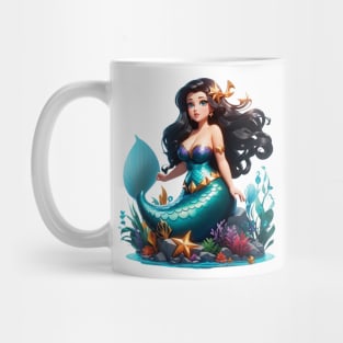 Raven haired Cute Little Plus Size Mermaid Mug